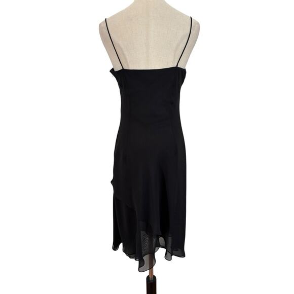 Vtg 90s Y2K Rimini Dress Black Beaded Sequin Sz 6 Iridescent Asymmetrical Hem - Picture 3 of 8